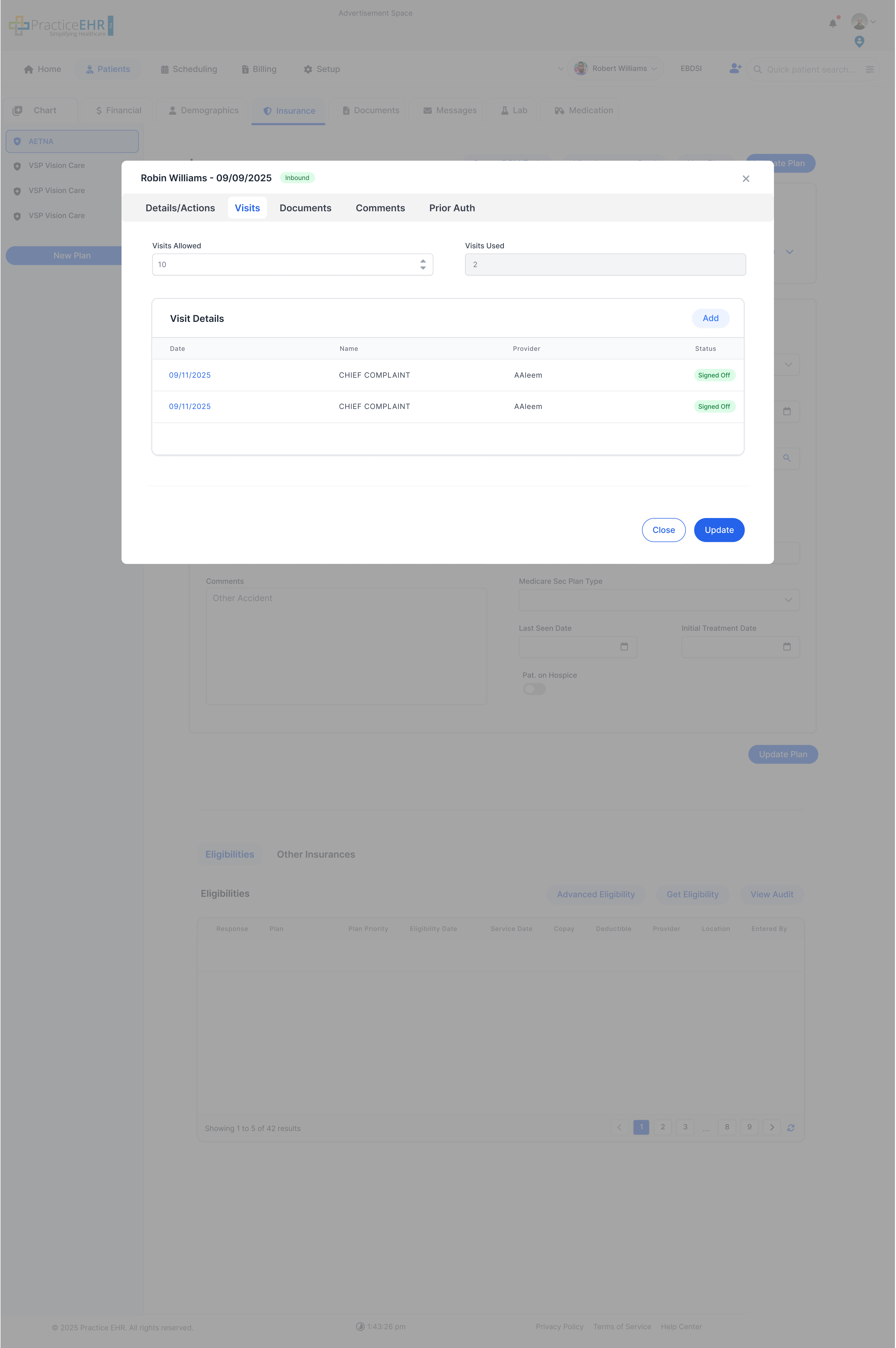 Update Referral - Visits